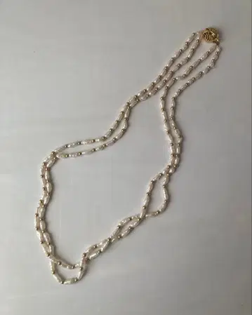 담수 진주 2연 골드콤비 목걸이 빈티지 미사용