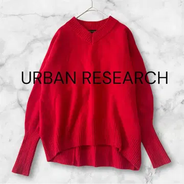 어반 리서치 V넥 울 캐시미어 혼방 긴팔 니트 빨간색 레드