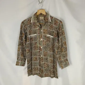 Ring Mode 긴팔 셔츠 올 패턴 코튼 블랙 브라운 화이트 B4081