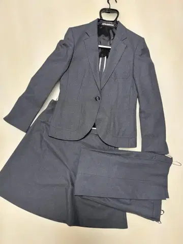 아오키 레뮤 여성용 팬츠 스커트 셋업 스웨이드 느낌 그레이