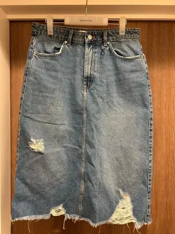 ZARA 데님 미디 스커트 데미지 가공