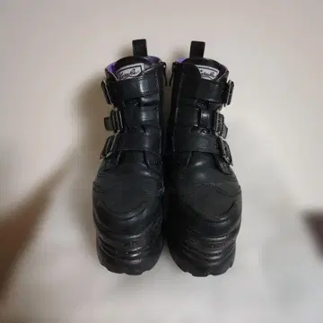 YOSUKE 통굽 스니커즈 통굽 부츠 23.5 스트랩 디자인 블랙