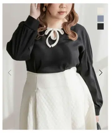 택 새상품 쿠레트 배색 리본 사용 리브 풀오버 블랙 3L