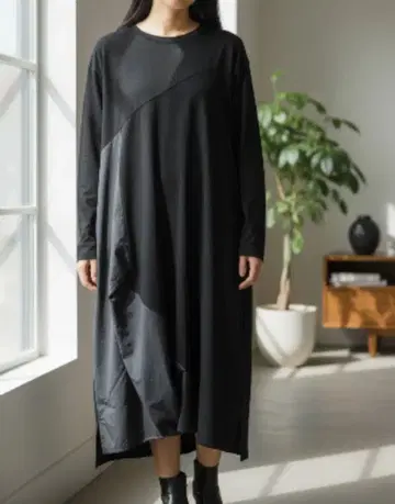 POINTLIGNE 센소유니코 롱 슬리브 비대칭 원피스