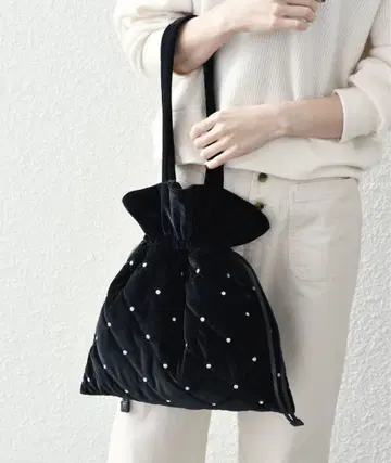 SHIPS any 비쥬 벨로아 퀼팅 드로스트 토트백