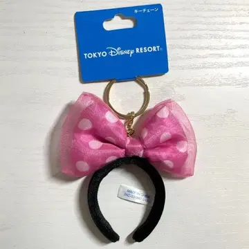 디즈니 리조트 핑크 리본 머리띠 키체인 키링