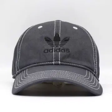 adidas 아디다스 후염 흑먹색 자수 캡 구제 의류 트레포일