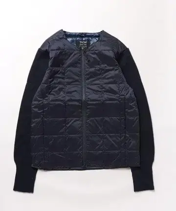 TAION 크루넥 니트 슬리브 다운 자켓 네이비 2