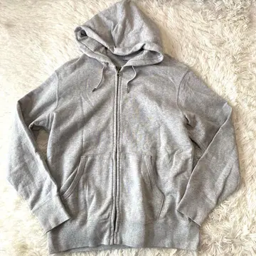 유니클로 후드티 풀 집업 그레이 XL 무지