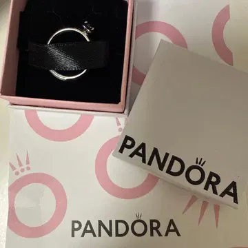 PANDORA 하트 모양 블랙 스톤 반지