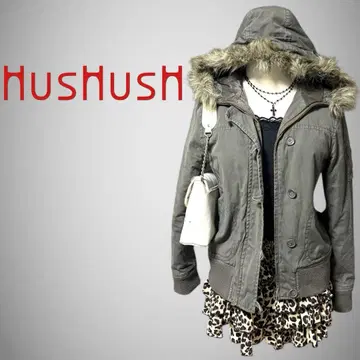 HusHusH 퍼 후드 자켓 Y2K 모리걸 그런지