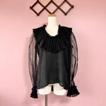 빈티지 시어 슬리브 프릴 블라우스