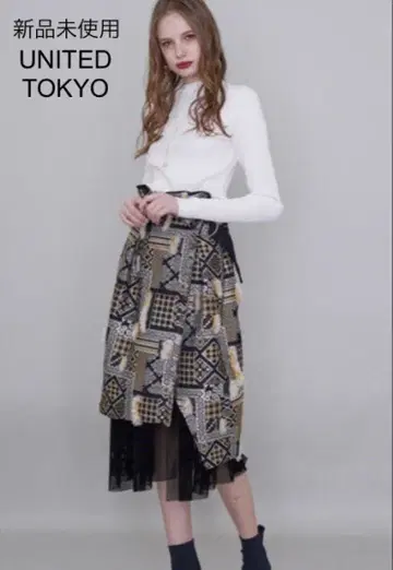 미사용 UNITED TOKYO 믹스 자카드 스커트