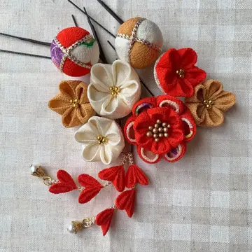 머리 장식 진홍색 밤색 졸업식 성인식 시치고산