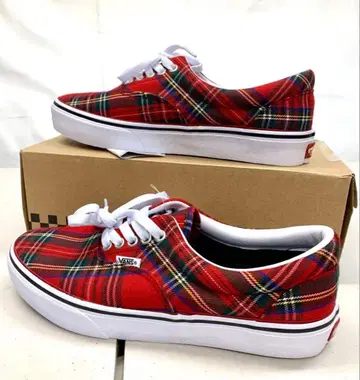 새상품 귀여운 미사용 반스 체크 무늬 빨간색 스니커즈 신발