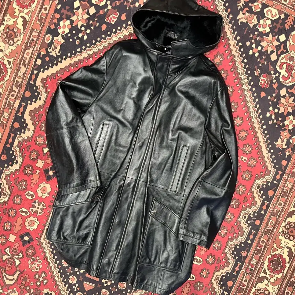 467/( L-XL ) Leather Coat Leather Hood Leather Jacket Leather Car Coat Workwear
