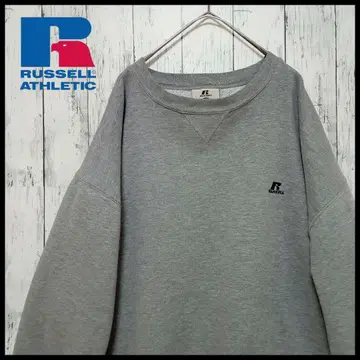 러셀 빈티지 맨투맨 L 자수 로고 멜란지 그레이 프로 코튼