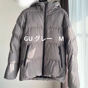 [새상품급] GU 그레이 후드 부착 다운 자켓 M
