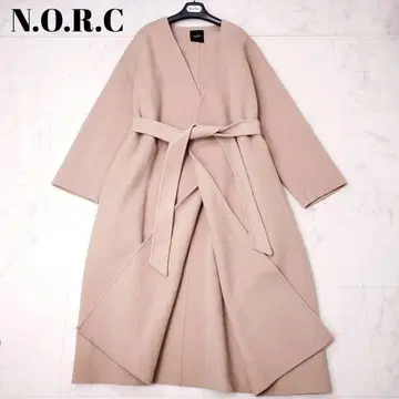 새상품급 노카라 벨트 포함 리버 롱 코트 베이지 L