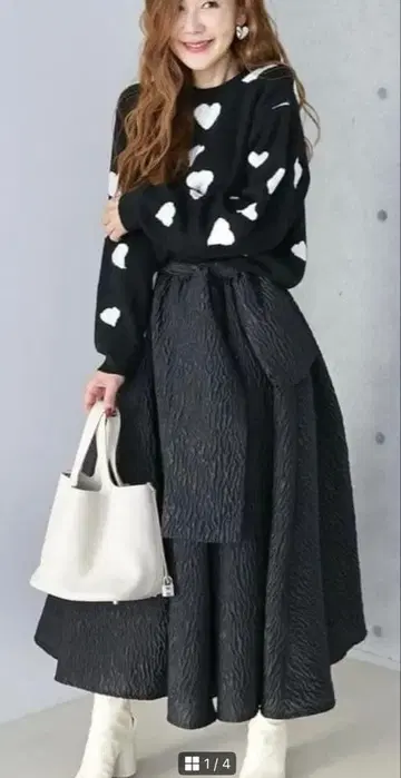 한 번만 착용 obli 자카드 리본 플레어 스커트