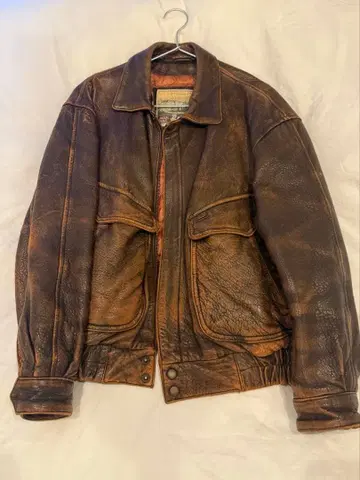 브라운 가죽 자켓 빈티지 구제 의류 한국제