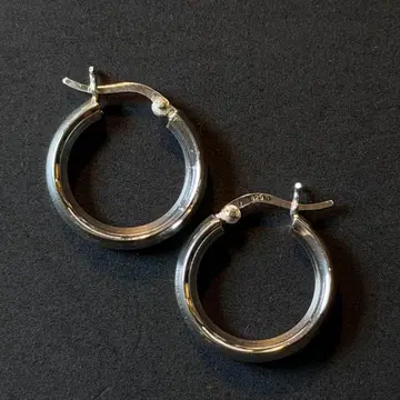 실버925 silver 역갑환 디자인 후프 귀걸이/경연마 마감/양쪽 귀