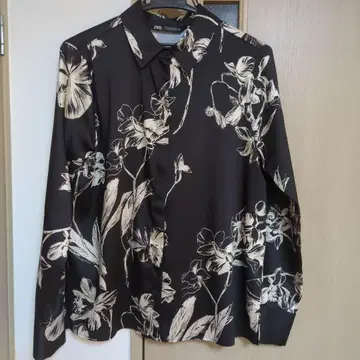 ZARA 플라워 무늬 긴팔 셔츠 S 여성용