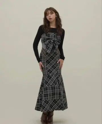 andmary 주니 체크 드레스 블랙 S 정품