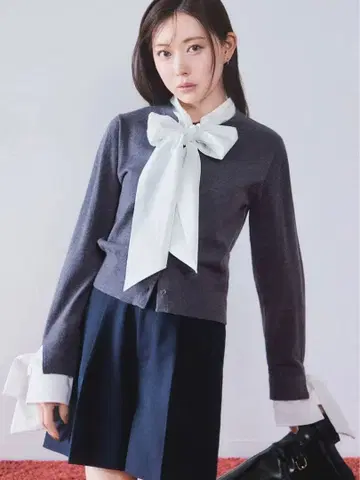 2025 AW snidel 보타이 도킹 니트 풀오버