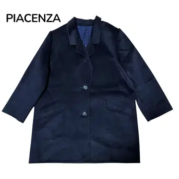 새상품급 PIACENZA 울 롱 코트 다크 네이비 캐시미어