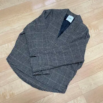 GYDA 체크 무늬 노카라 자켓