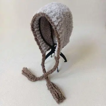 핸드메이드 니트 모자 보닛 발라클라바 니트 밀크 브라운