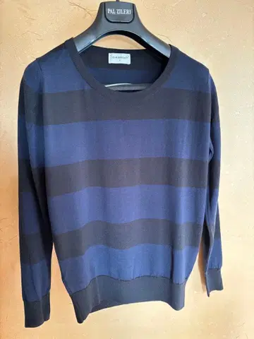 JOHN SMEDLEY 네이비 블랙 보더 긴팔 스웨터 S