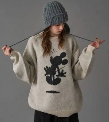 ONCILY 디즈니 / 미키마우스 실루엣 모티브 니트