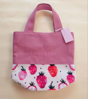 FEILER 러브러리 스트로베리 도트 토트백 아이보리 x 핑크