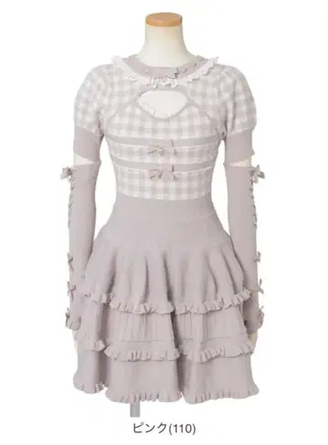 LIZLISA 깅엄 니트 컷 아웃 원피스