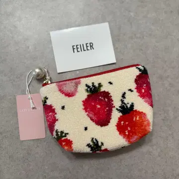 [택 포함 미사용 새상품] FEILER 스트로베리 도트 보트형 파우치
