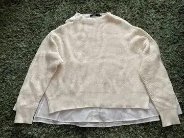 AZUL by moussy 화이트 니트 셔츠 레이어드 긴팔