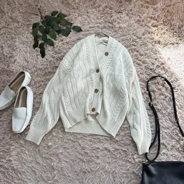 6681 로페피크닉 니트 가디건 [ 38 ] 케이블 짜임/아이보리