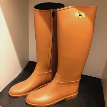 더프나 38 롱 레인부츠 카멜 지퍼 달린 장화
