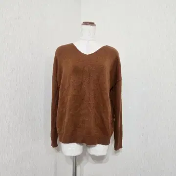 르농큐르 V넥 니트 풀오버 긴팔 스웨터 브라운 계열 무지