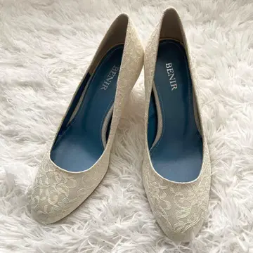 [ 미사용급 ] BENIR 베니르 레이스 웨딩 펌프스 화이트 23cm