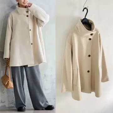 JOURNAL STANDARD 슈퍼140 하이넥 텐트 코트 24AW