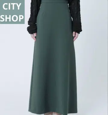 CITY SHOP 시티샵 더블 크로스 롱 스커트 그린