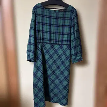 Keith 그린 계열 체크 무늬 긴팔 원피스