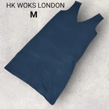 HK 웍스 런던 니트 오버롤 스커트 무릎 기장 M 네이비 심플