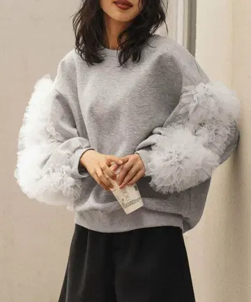 라지엠 프릴 튤 슬리브 상의 F