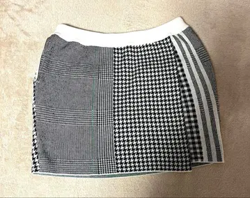 adidas 여성용 골프 체크 랩 니트 스커트 (블랙 x 그린)