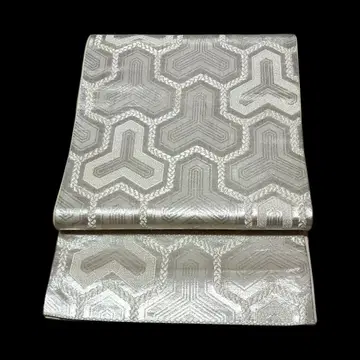 실버 육각형 무늬 후쿠로 오비 기모노 오비 일본 의류 예복