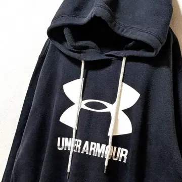 언더아머 빅 로고 후드 맨투맨 블랙 XL 구제 의류